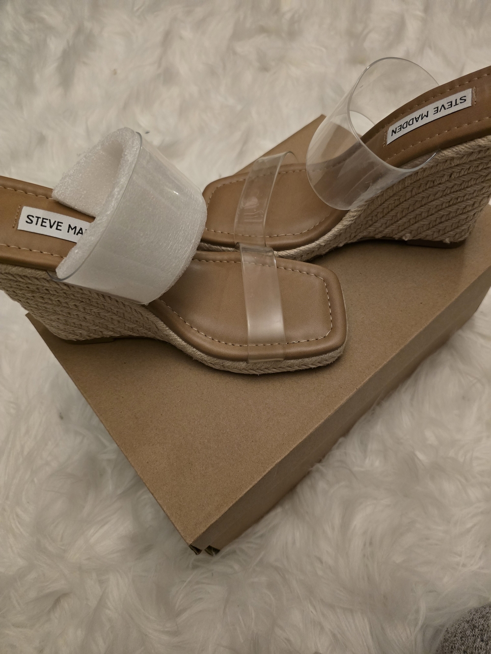 Steve Madden and Clear Espadrille Wedge Sandals